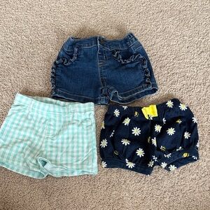 Kids Denim, Gingham, and Floral Shorts Set